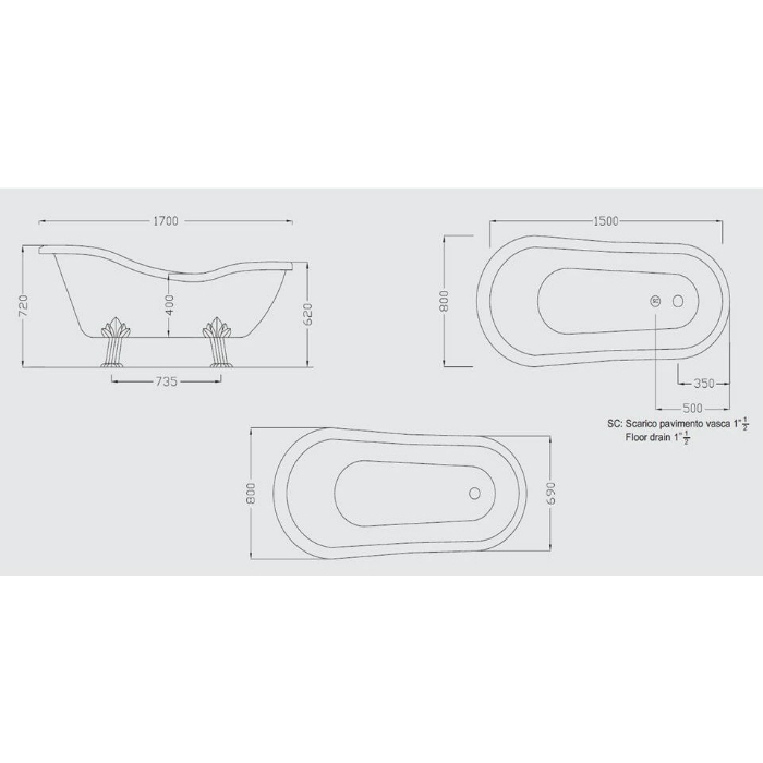 D60 Ellade Collection ванна Hidra Ceramica Hidra 25340 - Вид №4