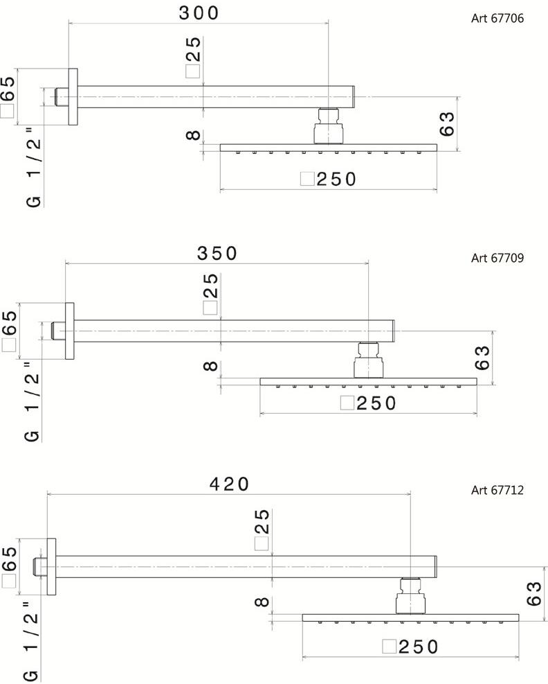 newform Настенный регулируемый тропический душ из нержавеющей стали Head showers 67706 - Вид №1