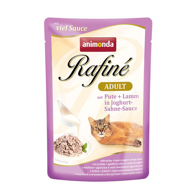 ПР0037509 Корм для кошек Rafiné Soupé индейка, ягненок в йогуртово-сливочном соусе конс. пауч Animonda 
