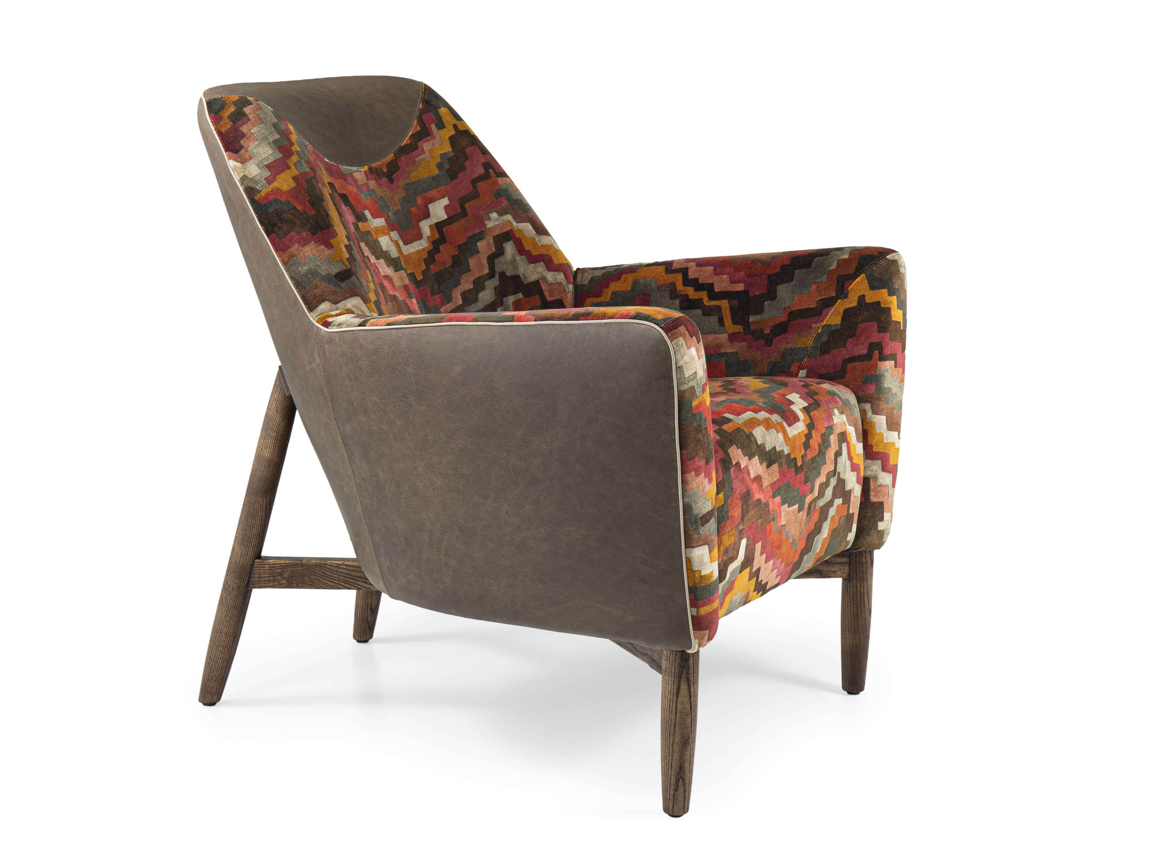 Кожаное и тканевое кресло с подлокотниками Borzalino EVE PLUS ARCH-00129537 - Вид №1