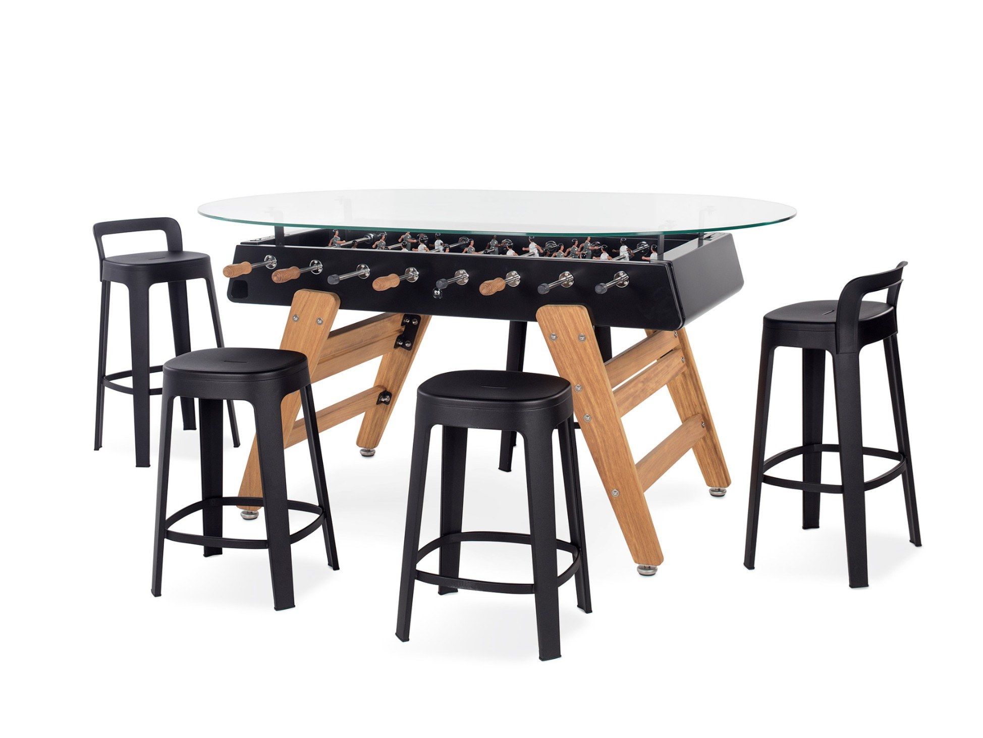 Овальный обеденный стол из стали и ироко со стеклянной столешницей RS Barcelona RS3 WOOD ARCH-00034979 - Вид №3