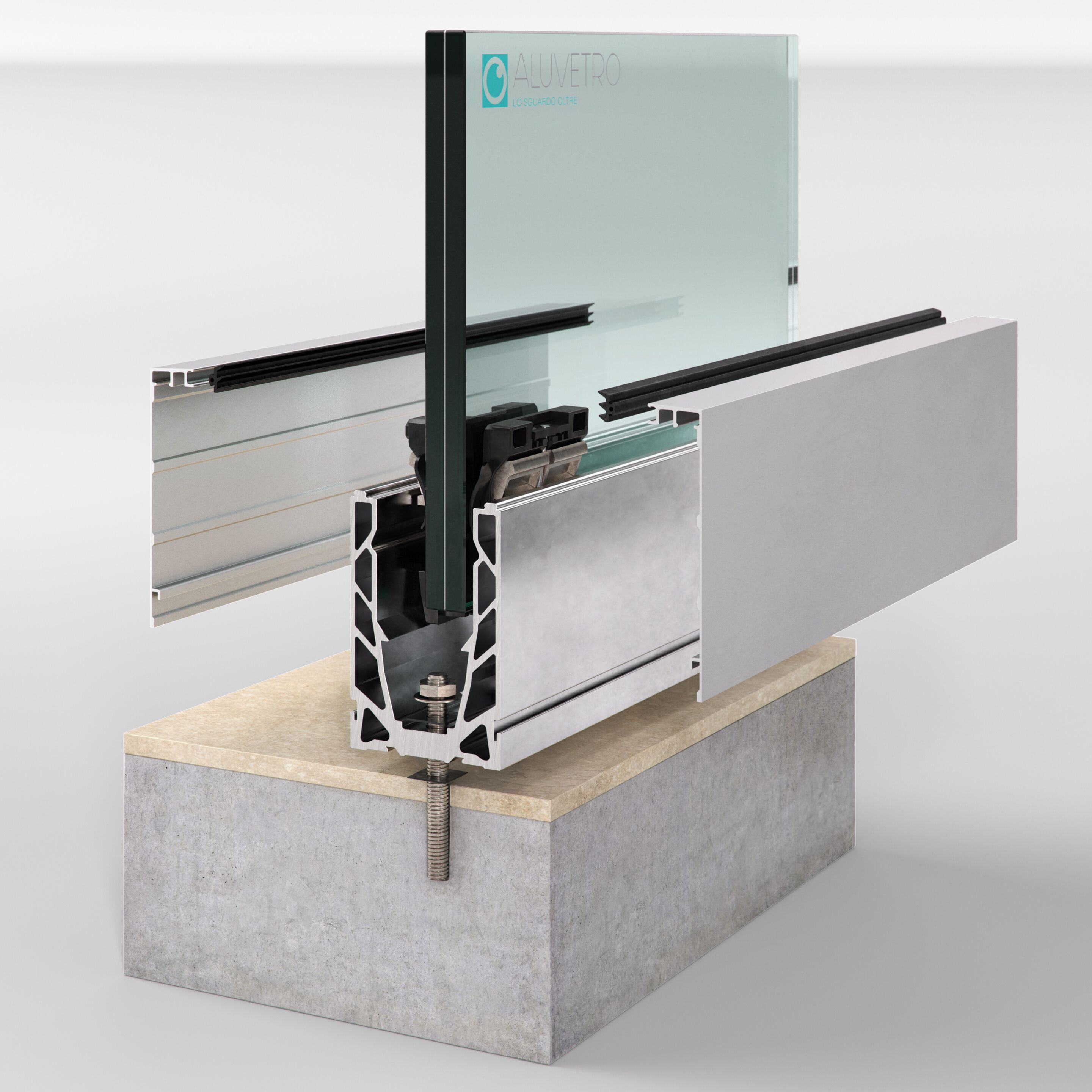 Стеклянный парапет для окон и балконов ALUVETRO система балюстрады GARDA ARCH-00123091 - Вид №13