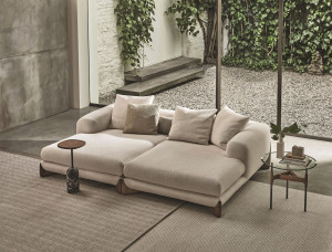 3-местный тканевый диван с полуостровом