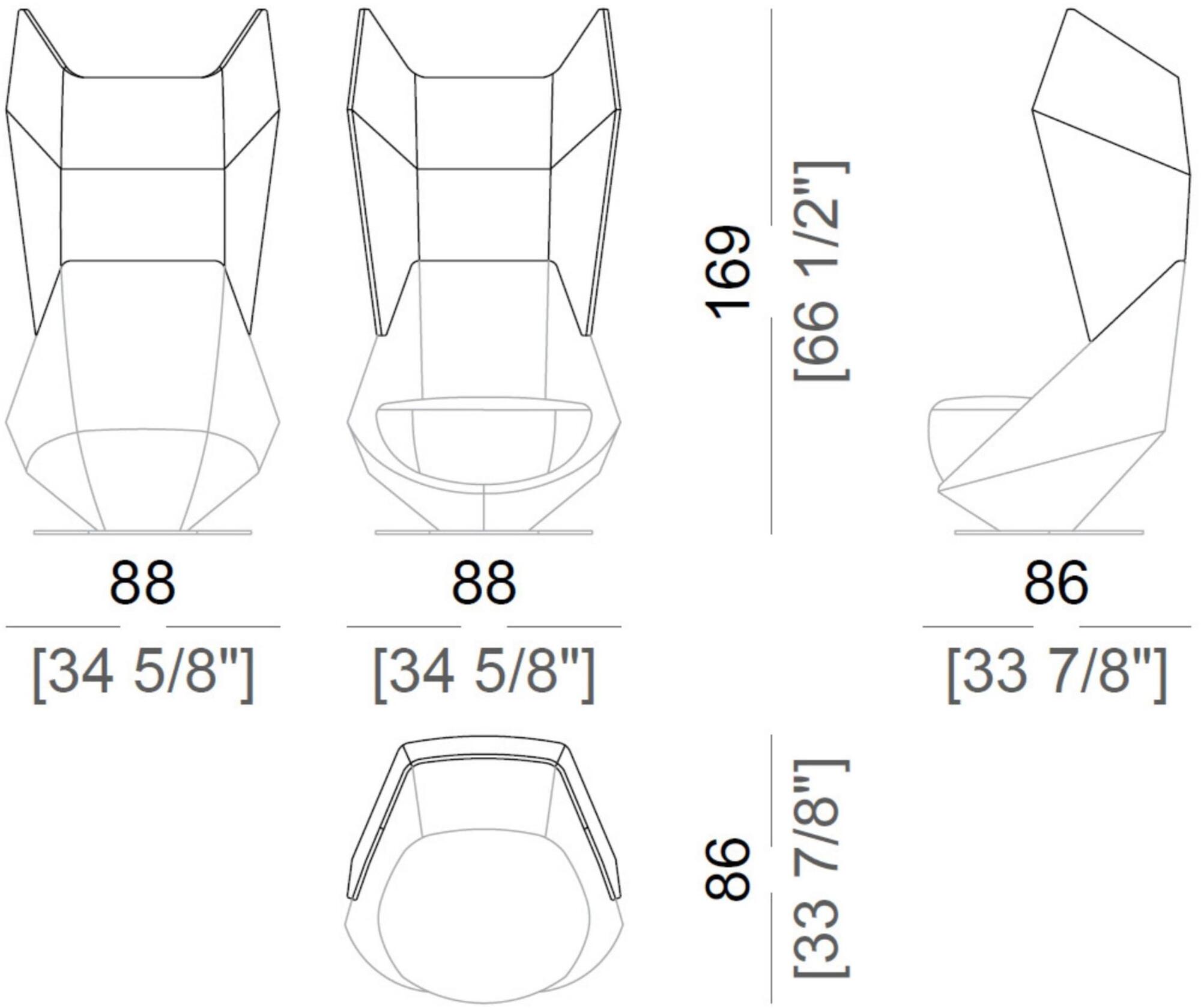 Arketipo Вращающееся кресло из ткани с высокой спинкой sun-id-1394172 - Вид №4