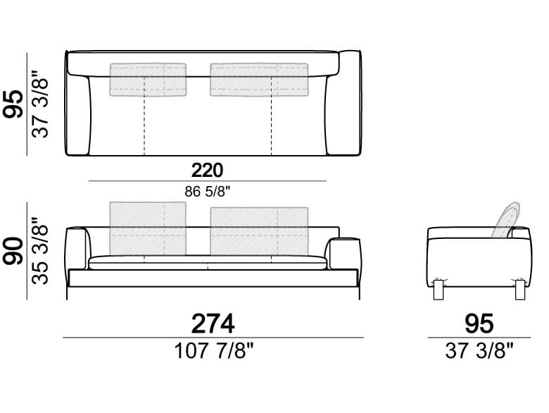 3-местный тканевый диван Arketipo BROWN SUGAR ARCH-00058205 - Вид №9