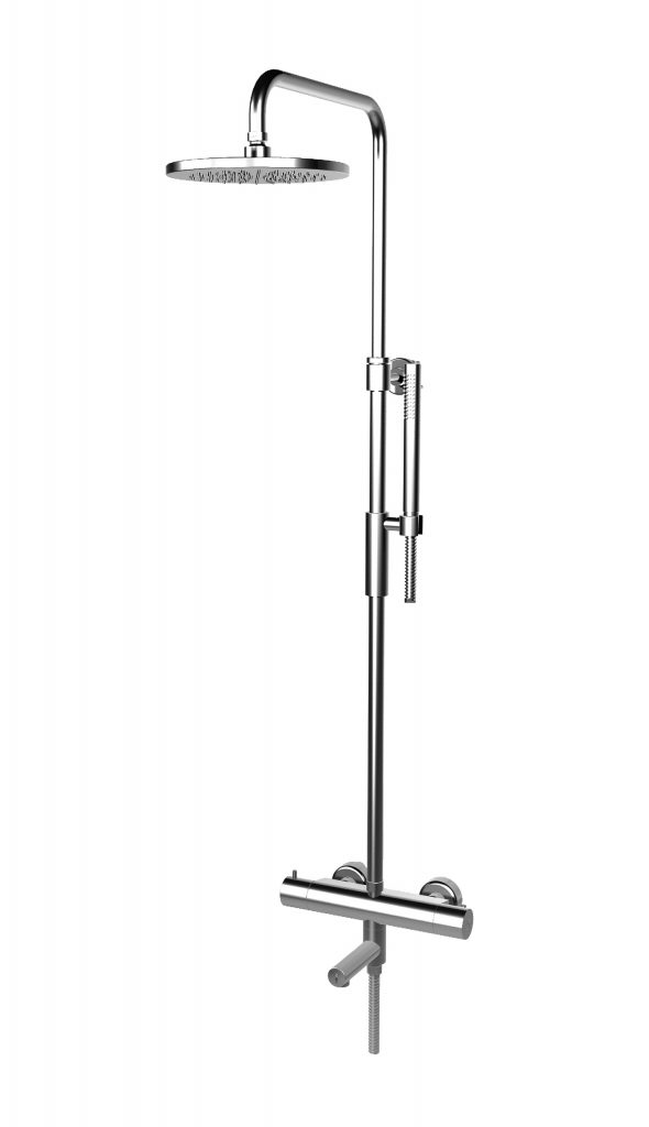 68546 / 0D Внешний термостатический смеситель для душа и ванны с трубкой, переключателем, лейкой для душа, набором для ручного душа и эрогатным изливом. Bongio Wellness 68546/0D