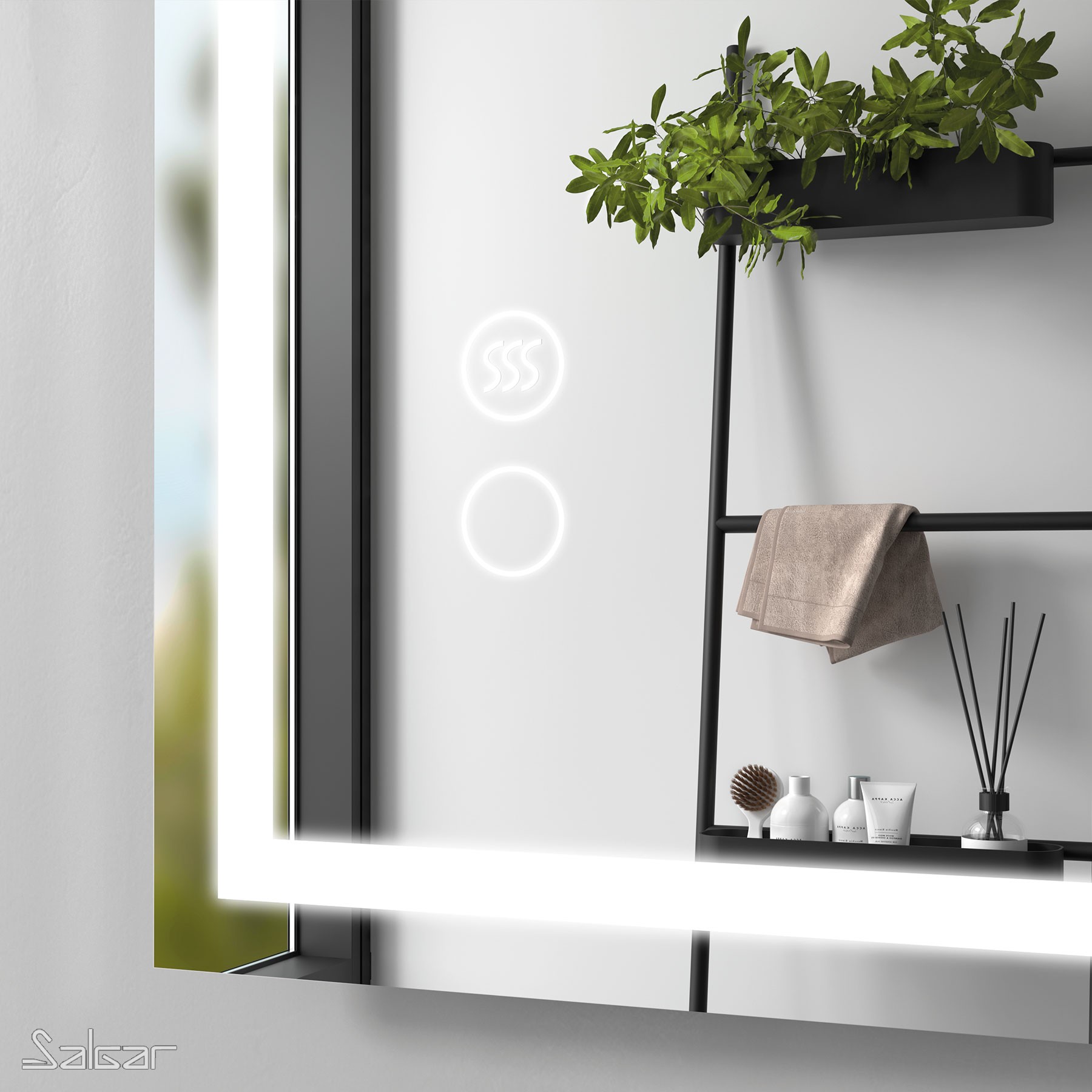 87855 SALGAR Зеркало CHICAGO II 1200 горизонтальное вертикальное со светодиодным датчиком света и противотуманным (30 Вт) IP 44 1200 x 600 мм - Вид №5