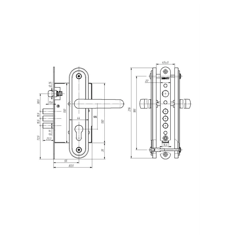 ЗЕНИТ Замок врезной цилиндрический ЗВ4.009 для входных дверей 82490859 STLM-0028431 - Вид №3