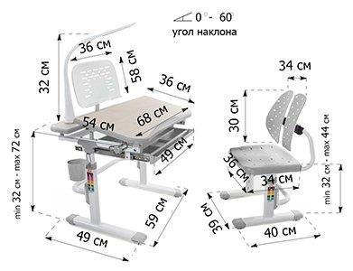 Растущая парта и стул EVO-05, с лампой, клен, голубая MEALUX EVO  261456 Голубой;молочный Santreyd  - Вид №1
