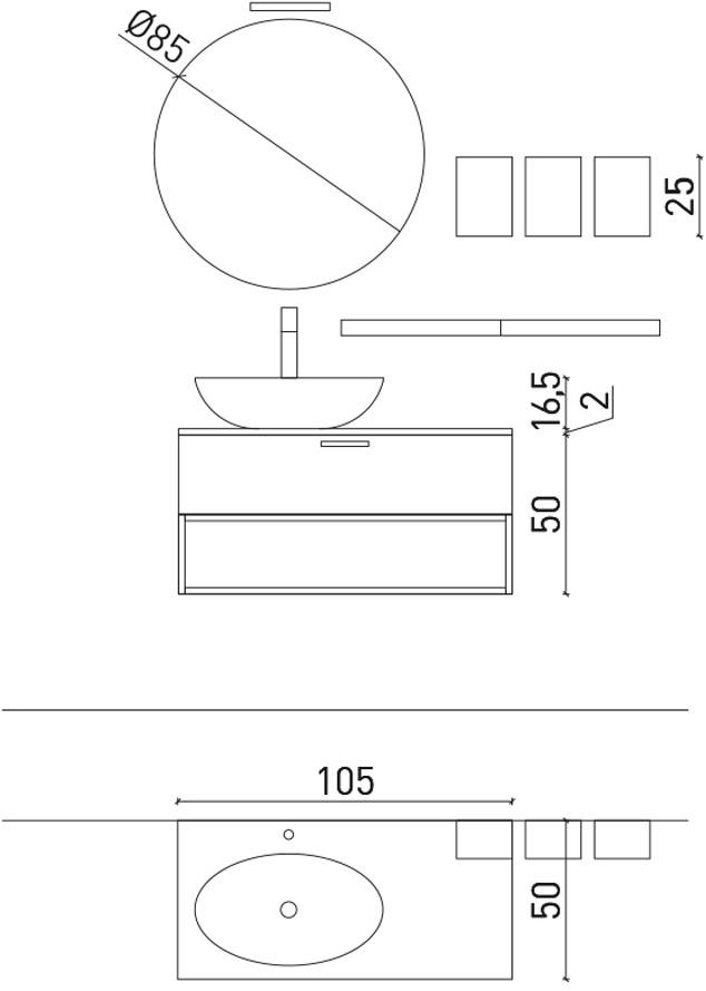 Archeda Тумба под умывальник подвесная с ящиками и зеркалом Light sun-id-1508580 - Вид №4