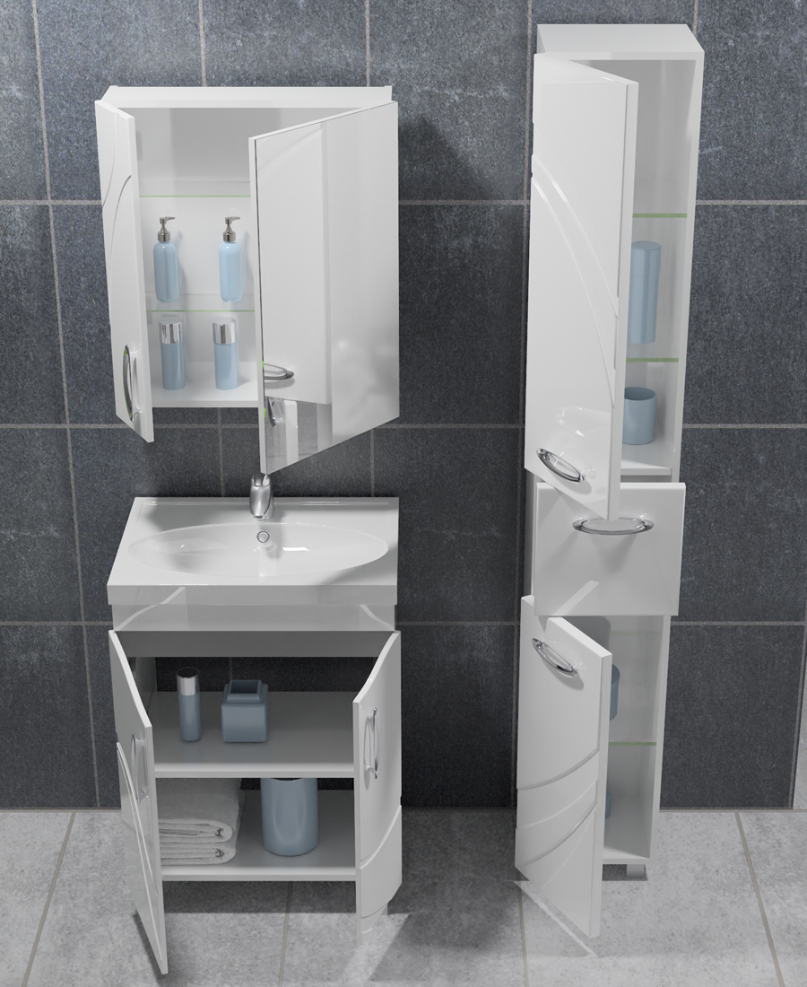 Тумба с раковиной Mirella 600 (Калипсо) new600⨉440⨉840 мм белый Santreyd sun-id-665271 - Вид №3