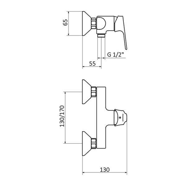 35112320 BASIC Черный смеситель для душа Черный GRB MIXERS E-PLUS - Вид №1