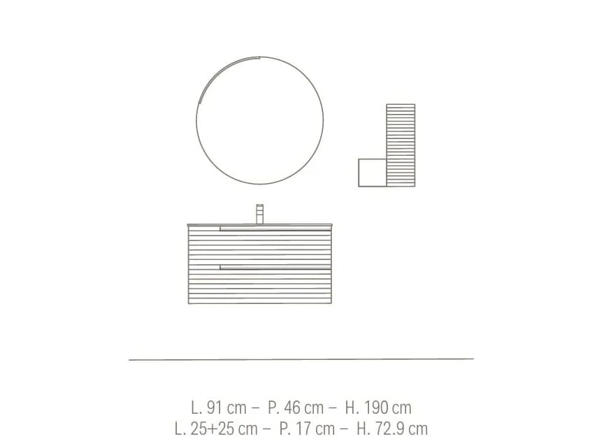 Подвесной умывальник с ящиками, навесным шкафом и зеркалом BMT Everyday ARCH-00125796 - Вид №2