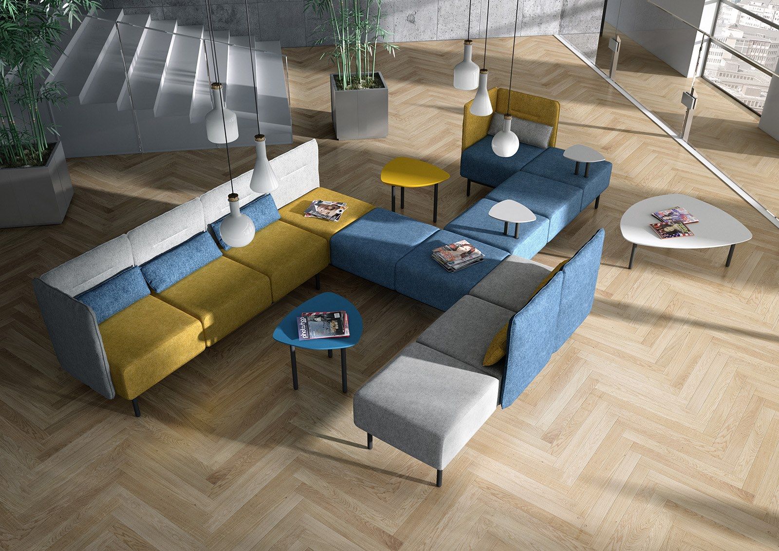 3-местный огнестойкий тканевый диван с USB-разъемом Leyform Around ARCH-00062277 - Вид №2