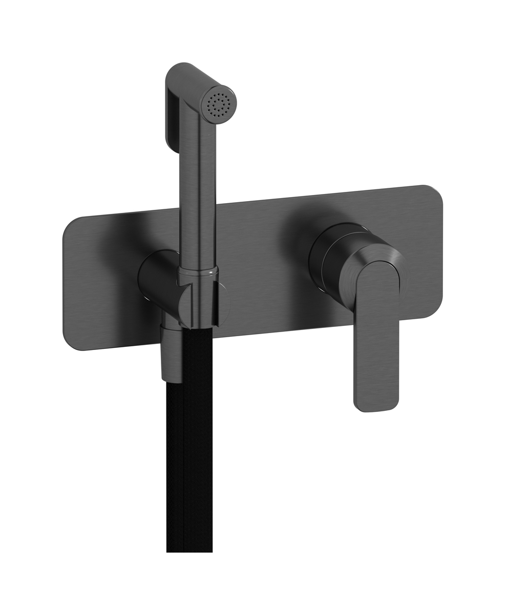 Внешние части гигенического душа со смесителем. WE ARE IB c6706cs Brushed Black Chrome C-67