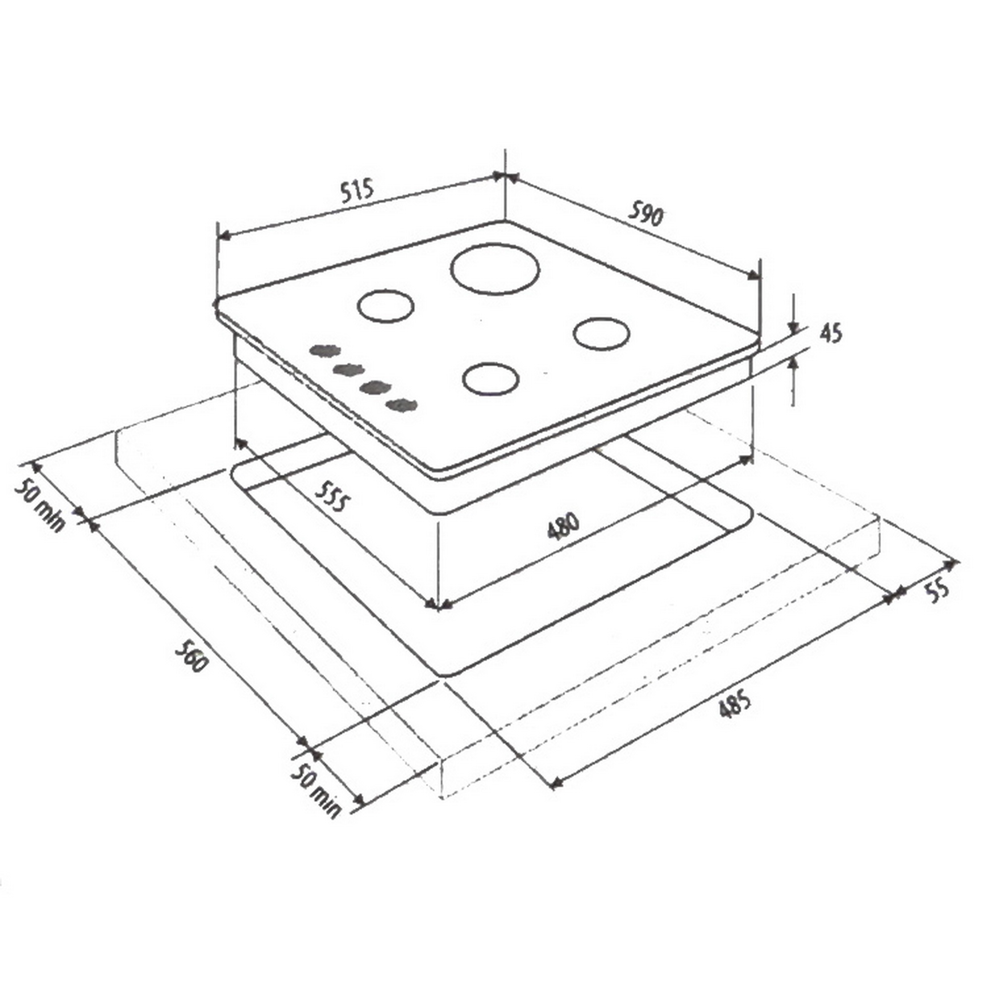 8184297 Газовая варочная поверхность KRONA ORTICA 60 WH KRONA1 STDN-0060141 - Вид №6