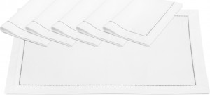 10645795 Weissfee Набор салфеток Weissfee "Жемчужина" 50х35см, 6шт, (белый с серебрист.вышив.) Хлопок