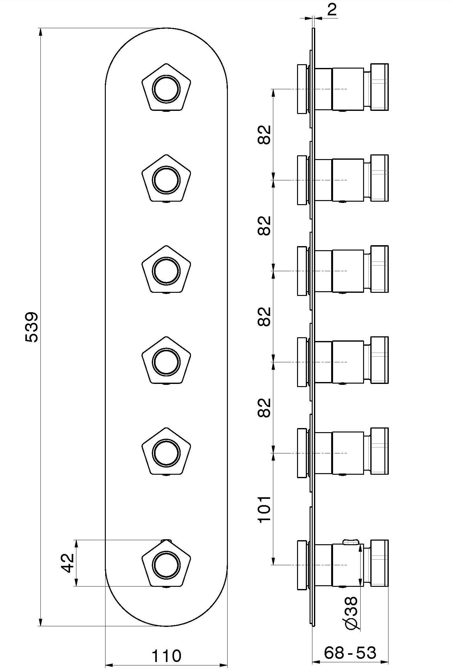 Термостатический смеситель для душа с 6 отверстиями Newform многофункциональные термостаты с 5 выходами ARCH-00065634 - Вид №1