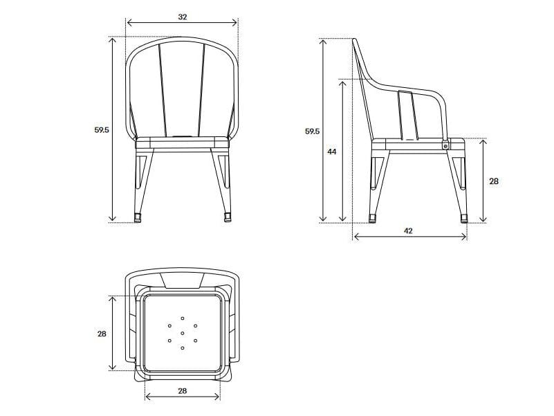 Стальной стул с подлокотниками Tolix M ARCH-00084251 - Вид №3