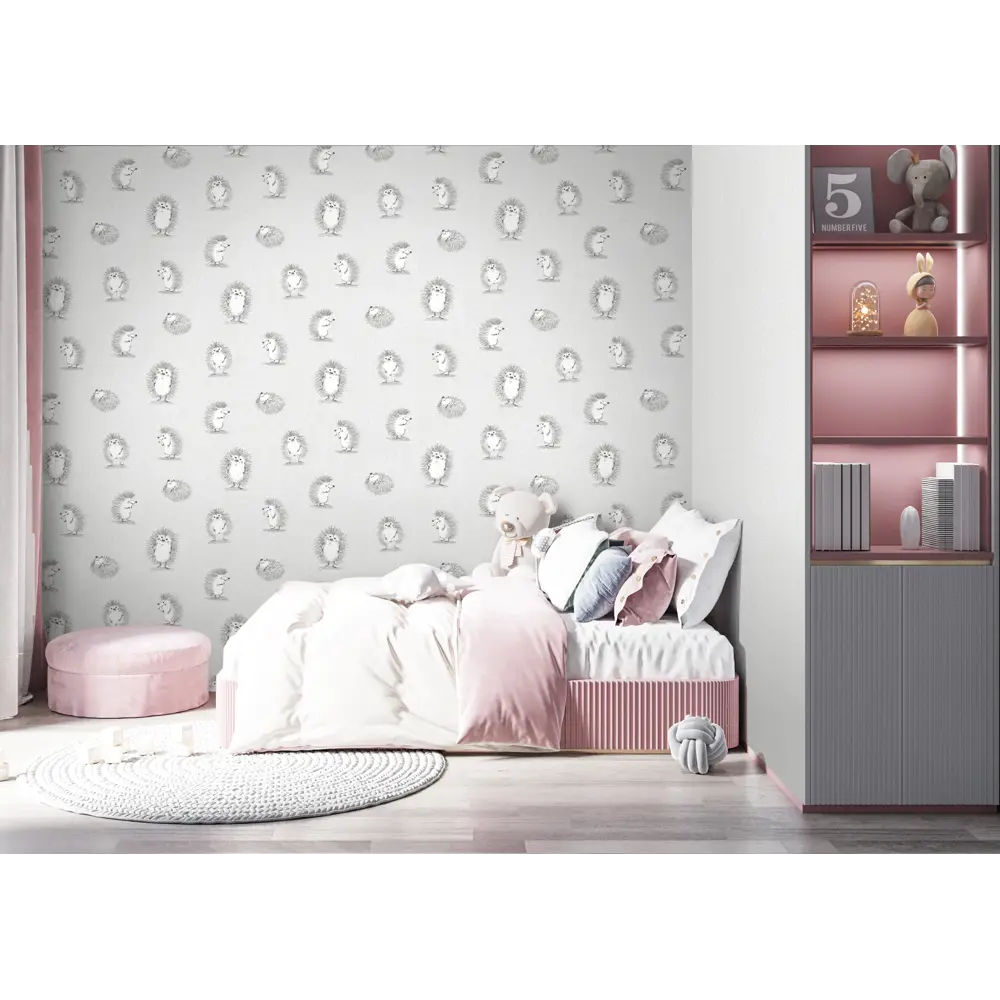 Обои флизелиновые Ateliero Ежики серые 1.06 м AT88292-06 89346345 STLM-2203483 Ёжики - Вид №4