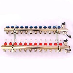 Коллектор 1"xМ 24 х19 12 выходов EMMETI TOPWAY с расходомерами и вентилями