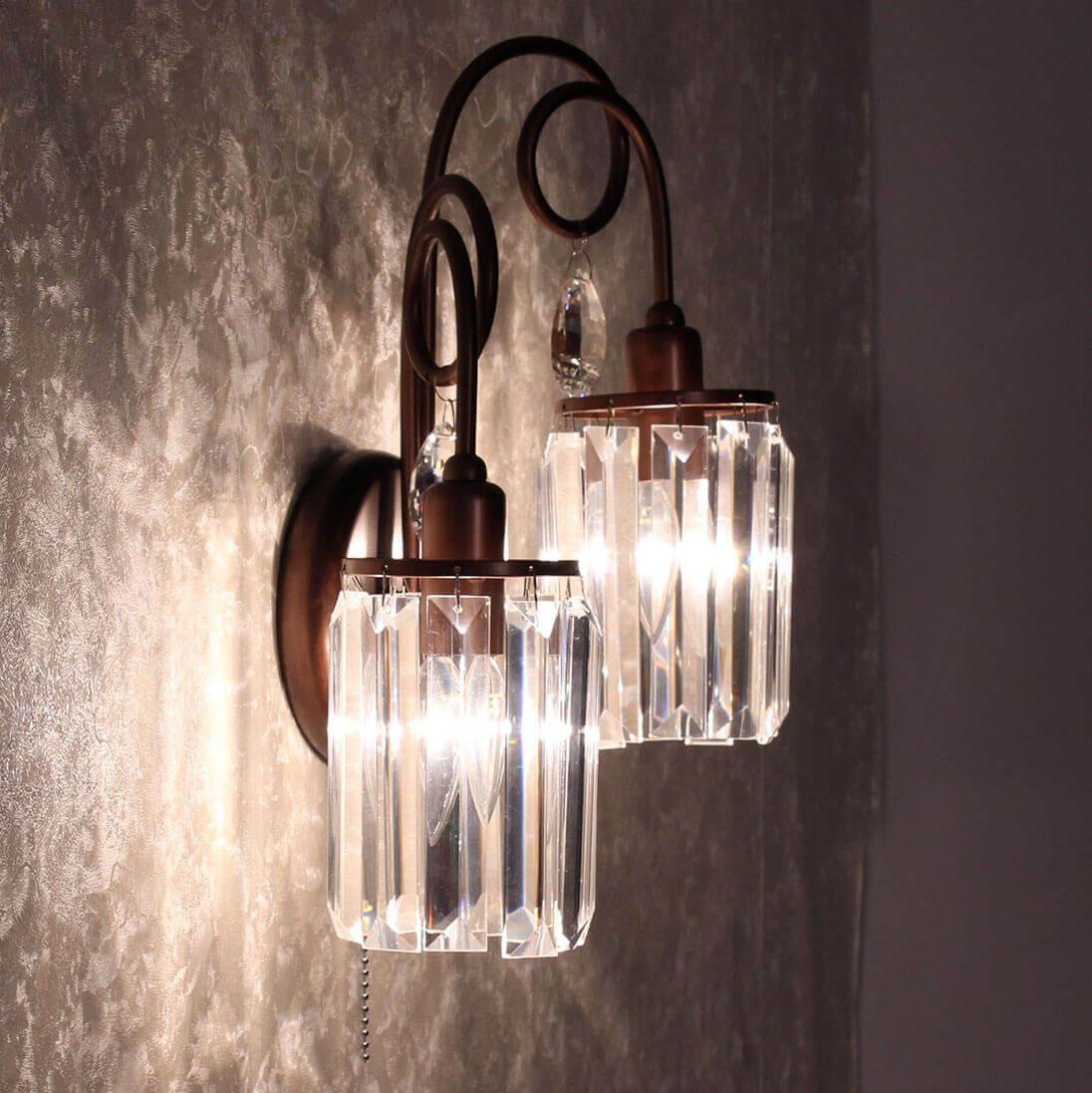 Бра хрустальное на 2 лампы коричневое "Синди" CL330323 CITILUX СИНДИ КОРИЧНЕВЫЙ 00-3931054 Коричневый;прозрачный  - Вид №1