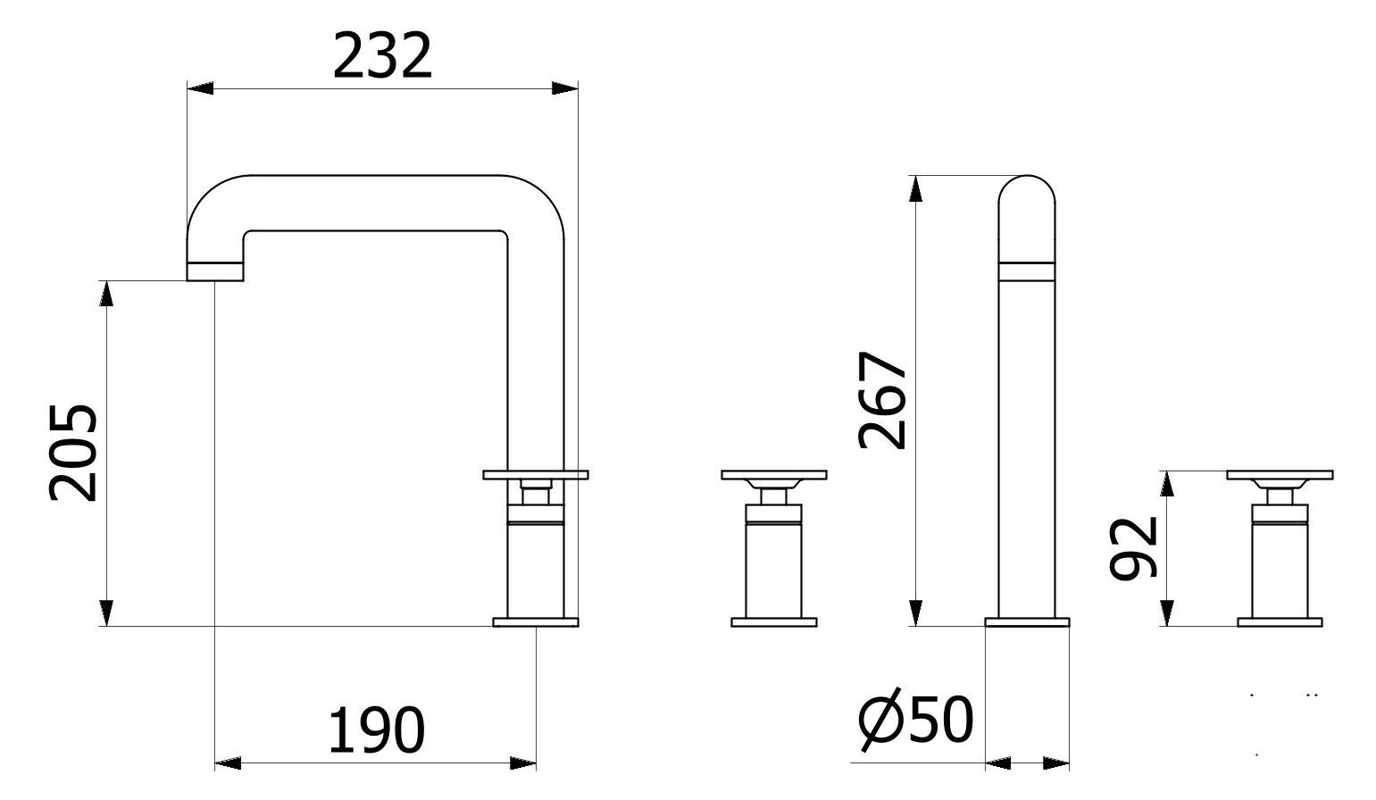Смеситель для раковины с 3 отверстиями для пола с автоматическим сливом IB Bold ARCH-00028947 - Вид №24