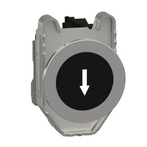 XB4FA3351 Кнопка скрытый монтаж, металл, черный, Ø30, пружинный возврат, с маркировкой стрелка вниз, 1 НО Schneider Electric Harmony XB4