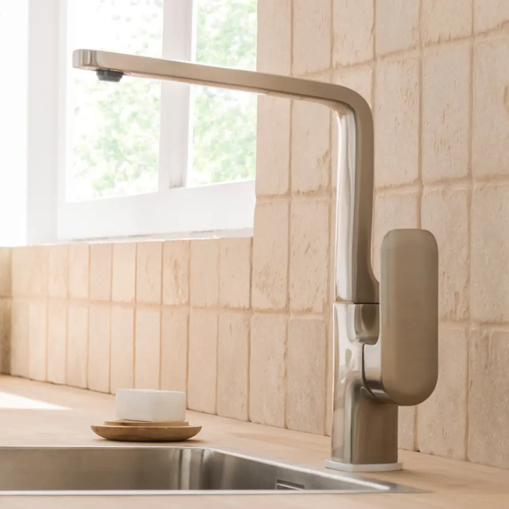 Смеситель для кухни Delinia Remix общая высота 28.1 см цвет никель STLM-2193338