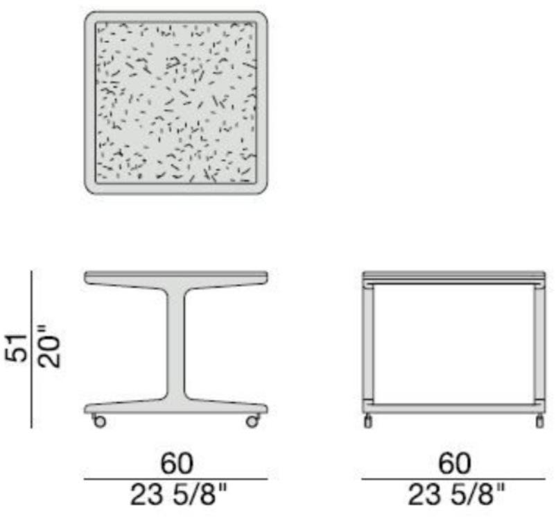 Porada Квадратный деревянный журнальный столик на колесиках Iron sun-id-1380473 - Вид №2