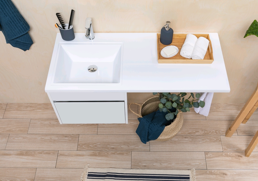 Тумба с раковиной Aquanet Токио 120 L белый (подвесная, 1 ящик) 0023691600235499 - Вид №13