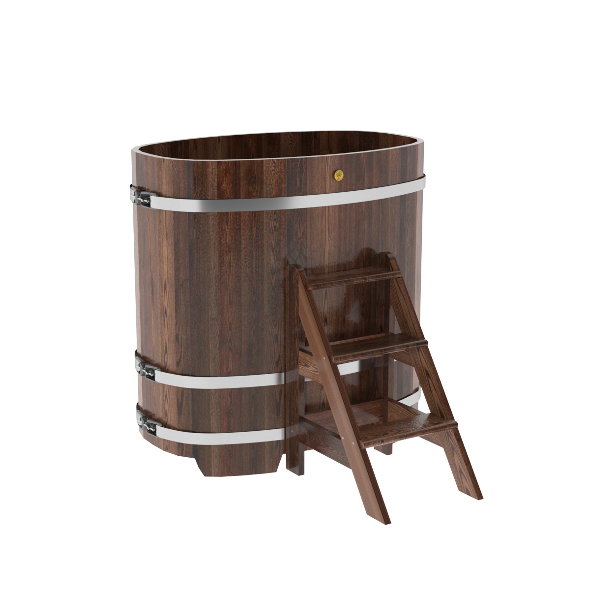 1147 Купель овальная из лиственницы 0,76х1,16х1,2 морёная премиум Alyarus 