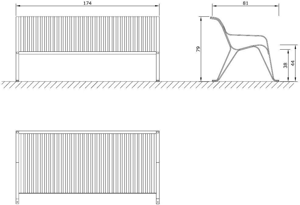 Euroform W Скамья металлическая с подлокотниками со спинкой Tulip 59m, 59m/10, 59m/20 - Вид №5
