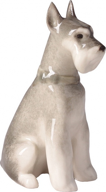 10592310 Императорский фарфоровый завод Скульптура "Цвергшнауцер сидящий" "Нора" Фарфор твердый 