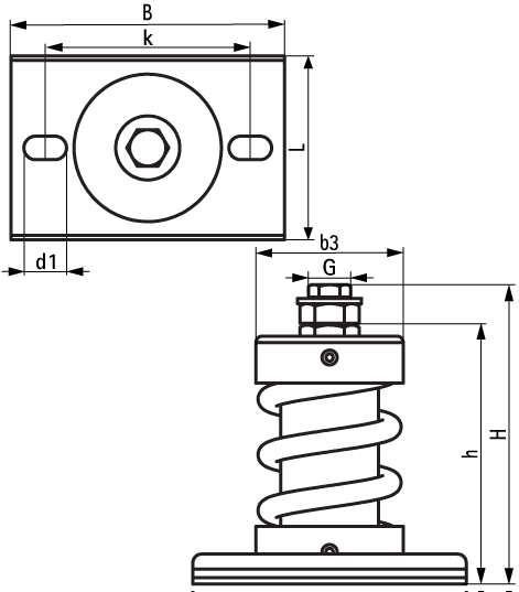 2801902000 VibraTek® MS-1X-CBL Spring Mount high performance spring isolator for use with A-L1 welding bracket and concrete inertia base frames walraven  - Вид №1
