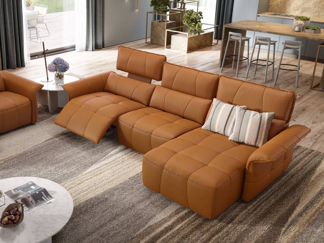 Кожаный диван с полуостровом Sofanella Adria ARCH-00046124 - Вид №3