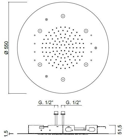 Rubinetteria Giulini Душевая лейка Rain со струей из нержавеющей стали Surf F1615 - Вид №1
