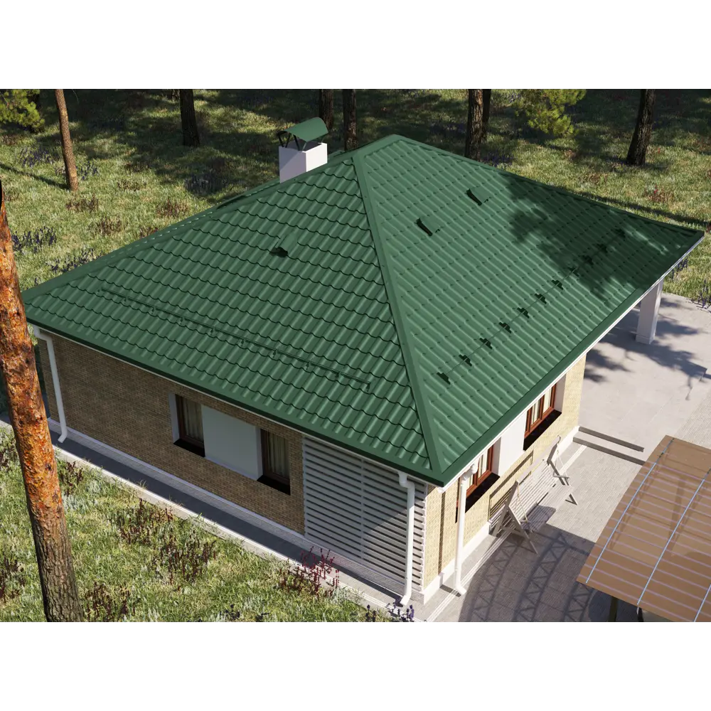 Металлочерепица 0.5 мм 3650x1180 мм RAL 6005 зеленый 89337259 STLM-2131877 Santreyd  - Вид №3