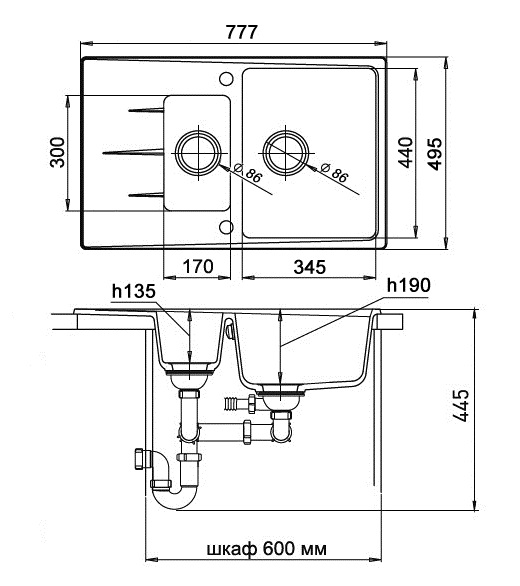Кухонная мойка G-60KF GRANFEST Ewigstein - Вид №1