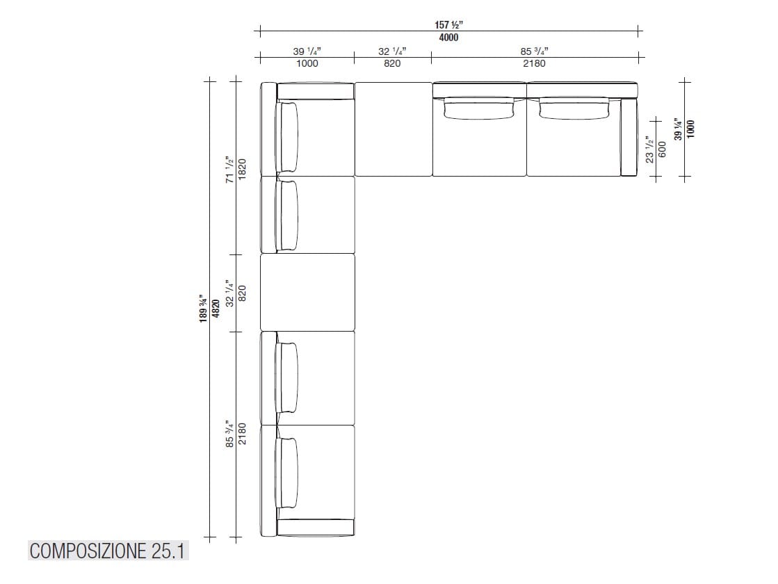 Угловой диван из ткани с полуостровом Lema Venise ARCH-00125173 - Вид №46