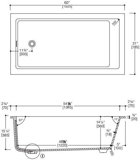 Blu Bathworks® Прямоугольная ванна синего цвета ∙ stone ™ Metrix Bt0114l/bt0114r - Вид №2