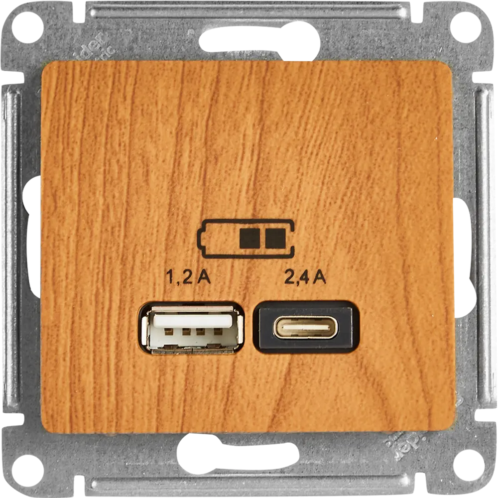 Розетка USB A+С встраиваемая Systeme Electric Glossa цвет дуб 85622154 STLM-2124243