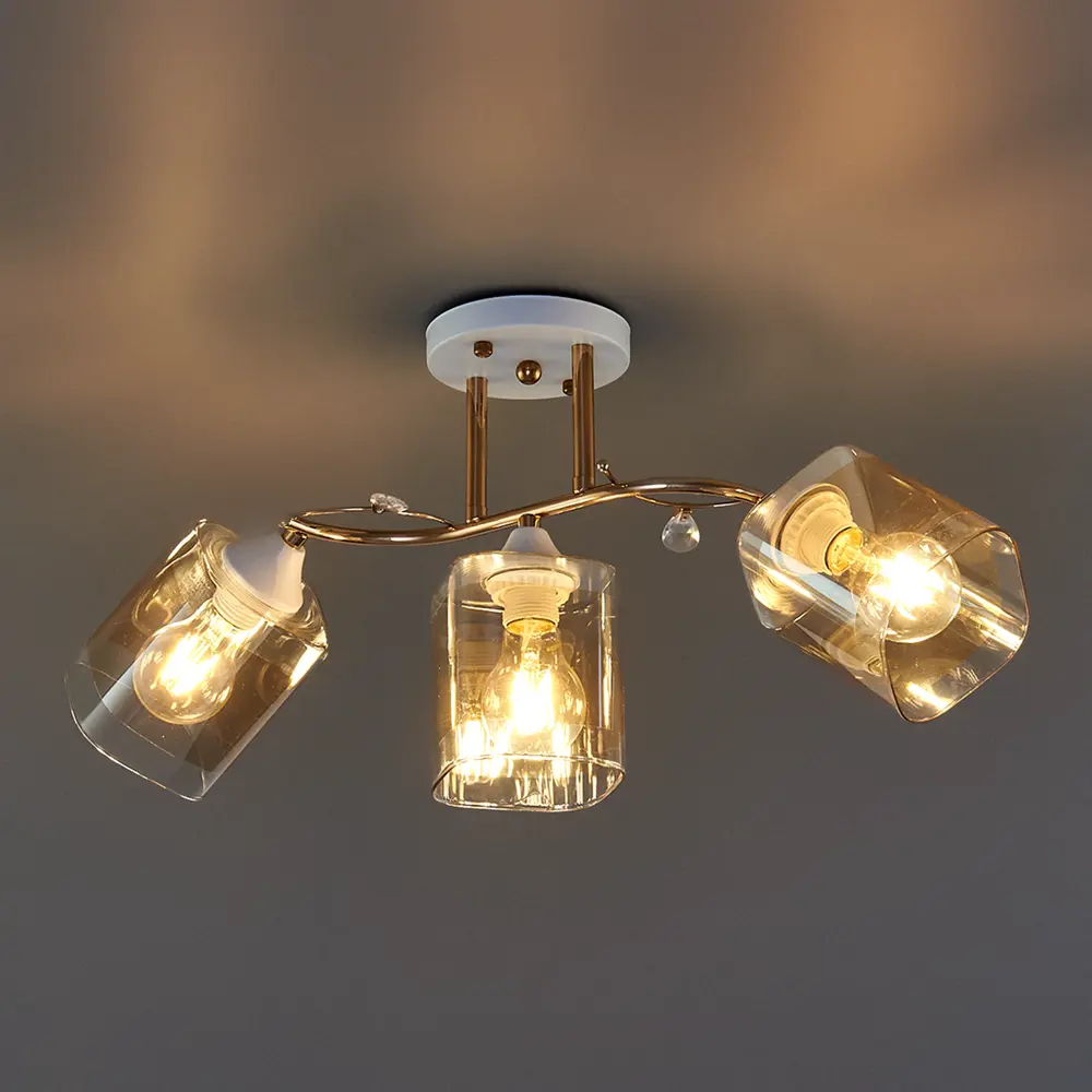 Люстра потолочная Тетро 3 лампы 15 м² цвет шампань De Markt STLM-2051818 - Вид №2