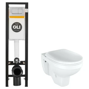 Комплект инсталляции Oli Quadra с унитазом тип ободка закрытый Rosa Рио 89445569 STLM-2110084