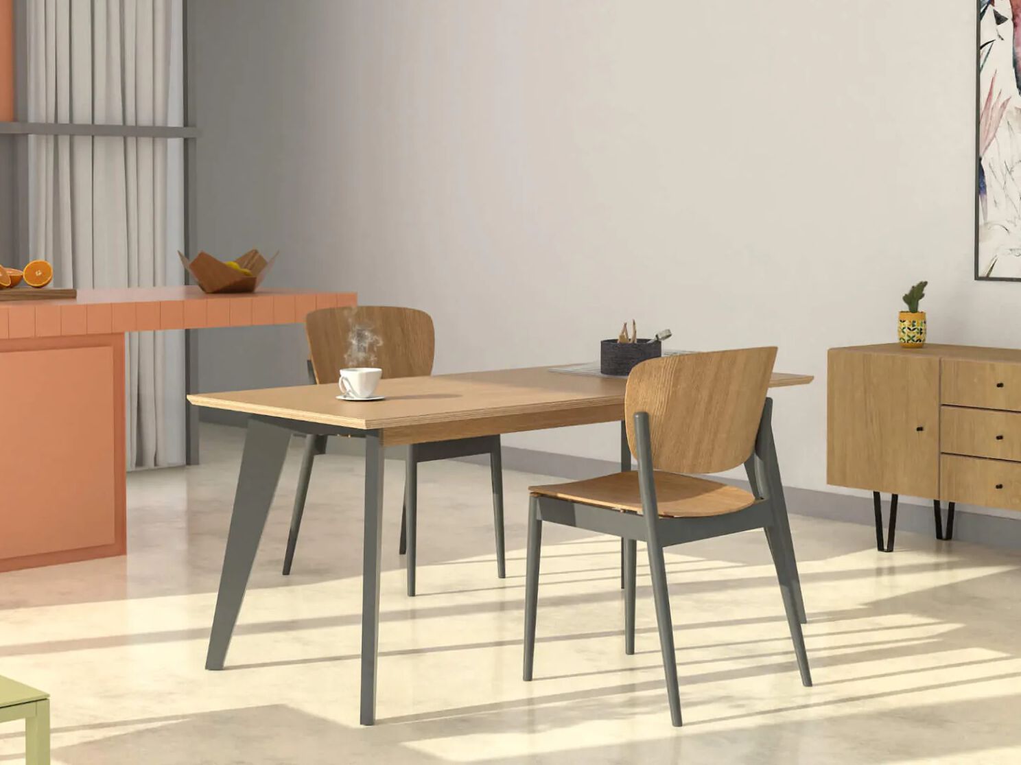 Прямоугольный обеденный стол из фанеры Radis Huh ARCH-00046970 - Вид №2