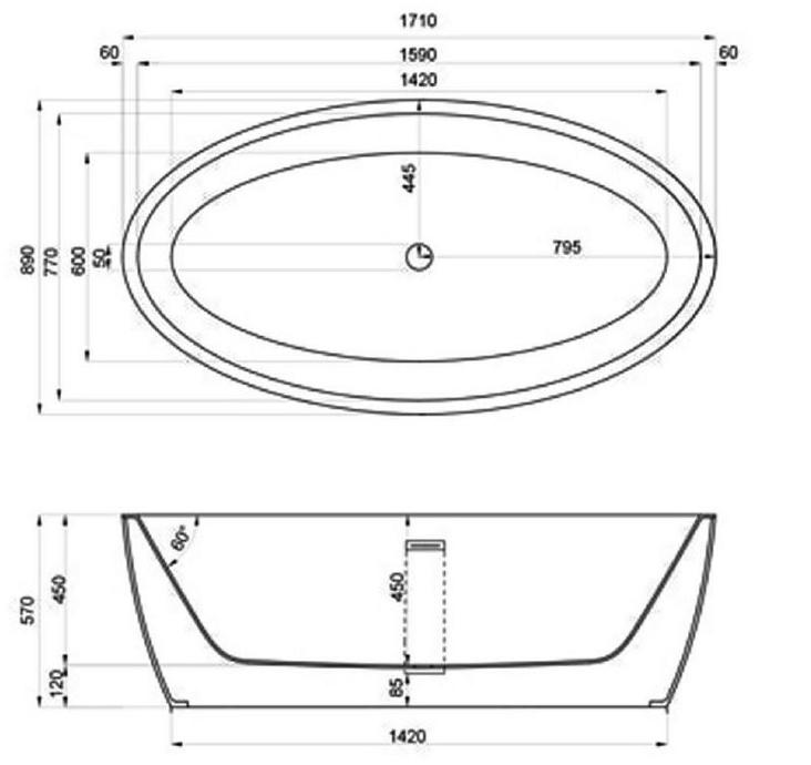 JEE-O Отдельностоящая овальная ванна Maya Sbm040 - Вид №5