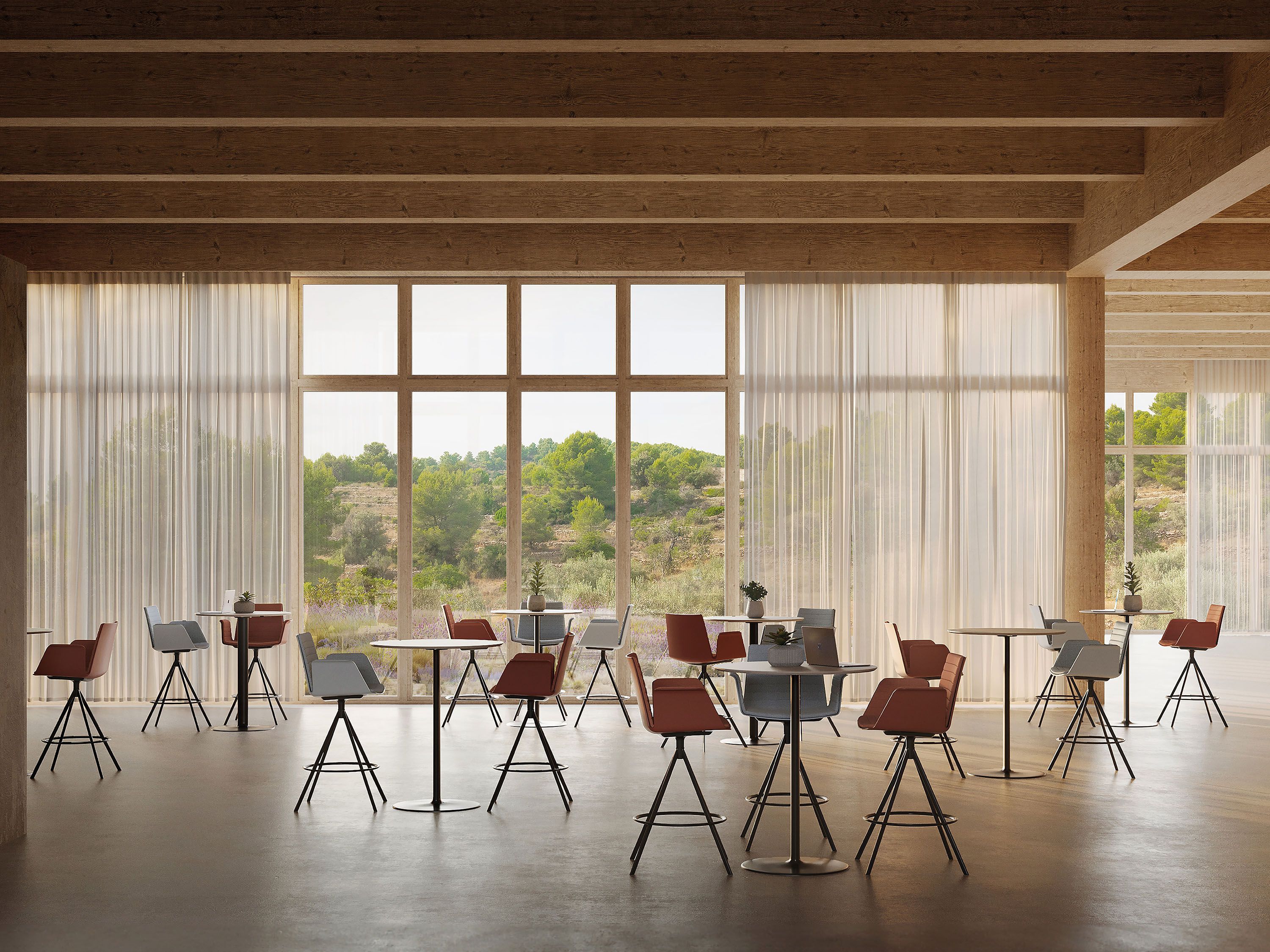 Высокий табурет из ткани с подлокотниками Andreu World Flex Armchair ARCH-00003115 - Вид №1