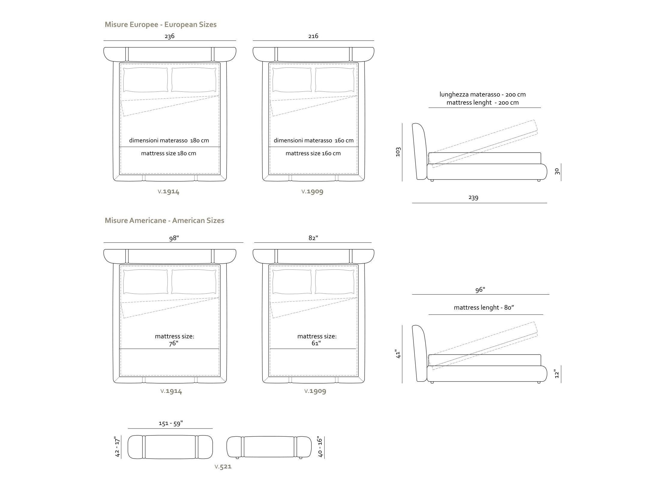 Двуспальная кровать из ткани с мягким изголовьем Max Divani Ember ARCH-00145732 - Вид №8