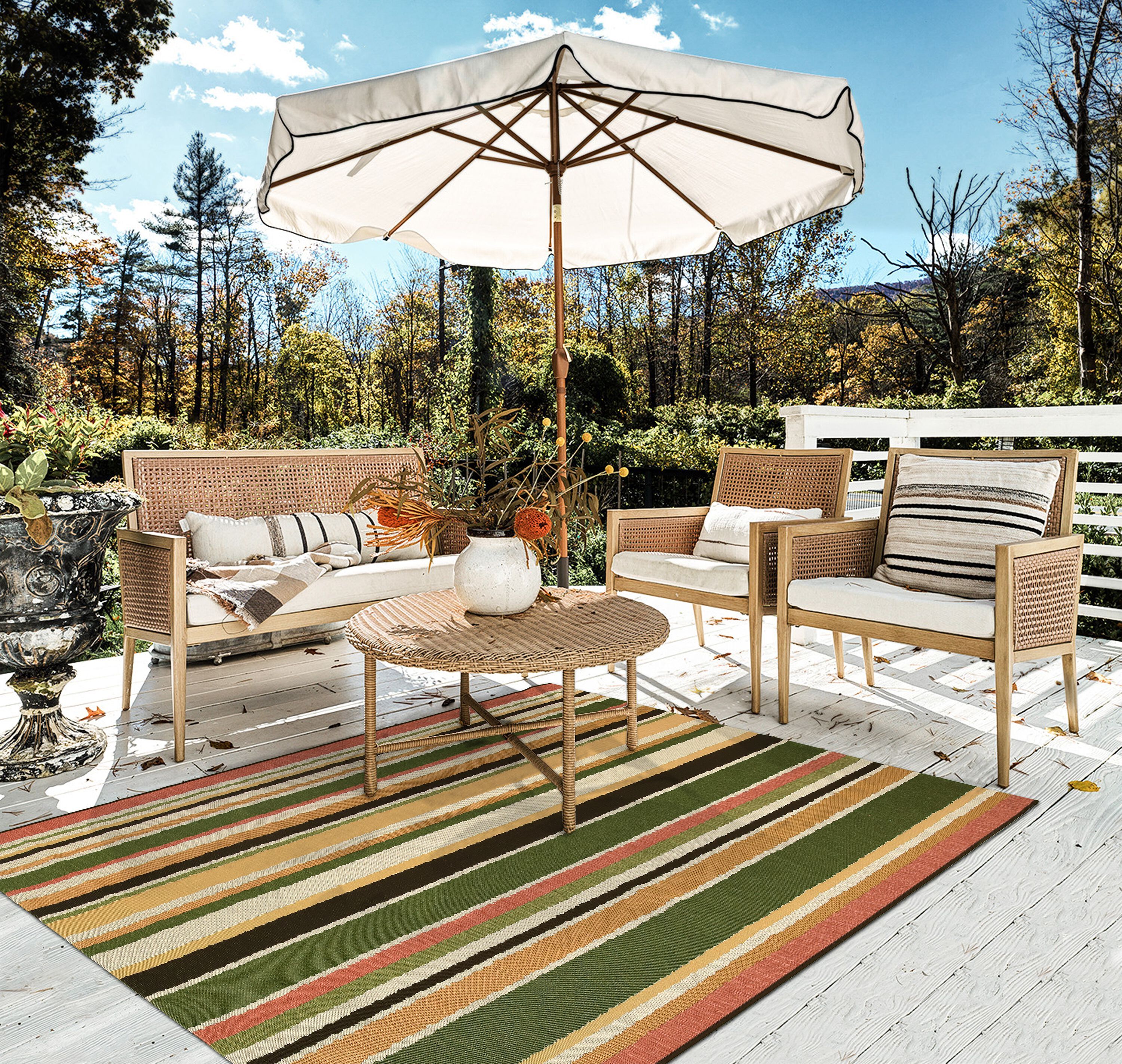 Полосатый напольный прямоугольный ковер Ademi Outdoor ARCH-00096363 - Вид №1