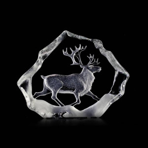 33126 Скульптура из прозрачного хрусталя "Северный олень", 270/215 мм Maleras
